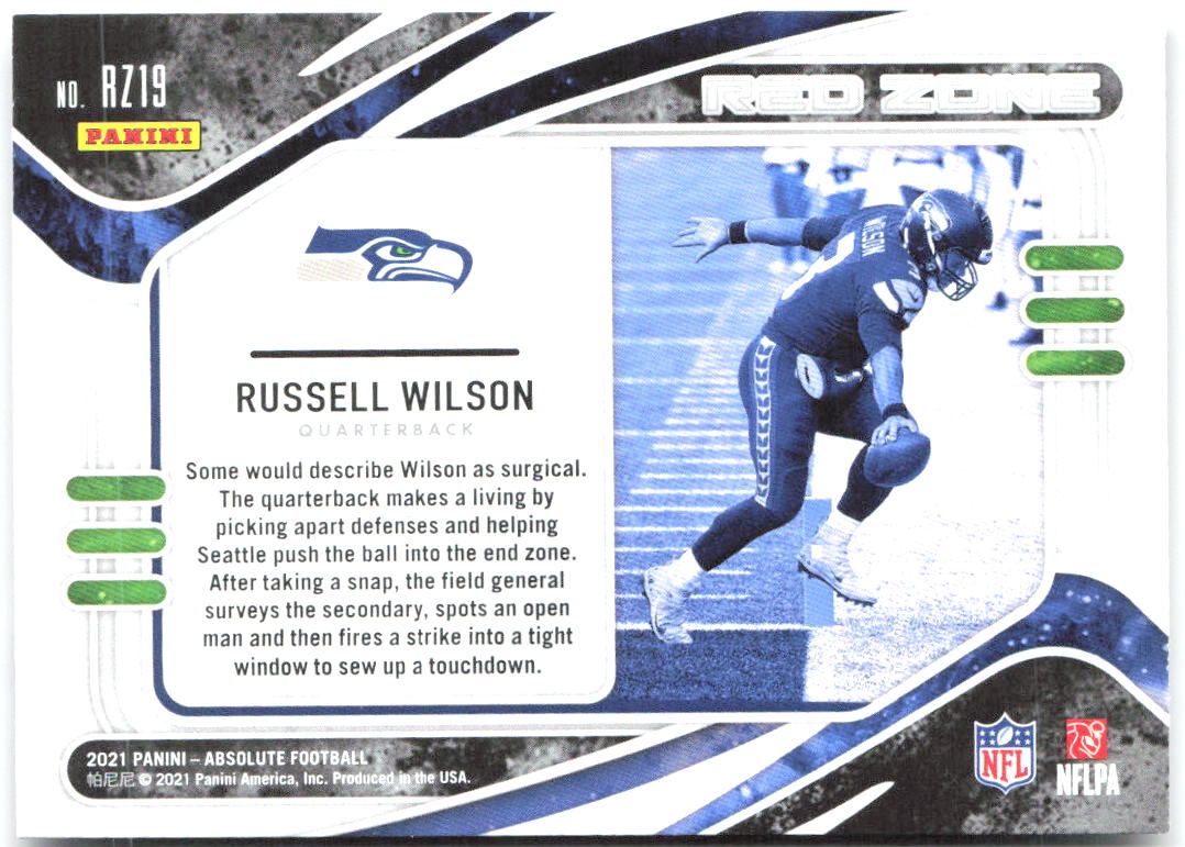 Russell Wilson Panini Absolute - Red Zone RZ19 2021 Seattle Seahawks