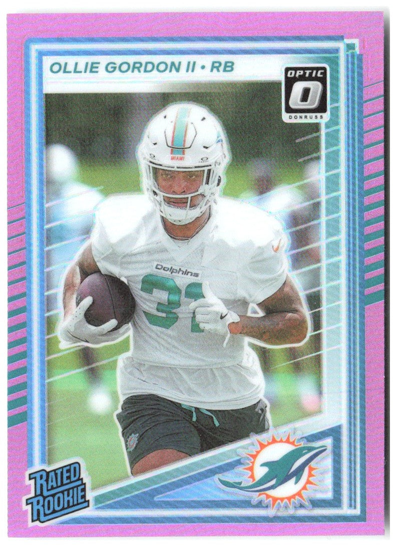 Ollie Gordon II Donruss Optic Rated Rookies Preview Pink 394 2025 Miami Dolphins