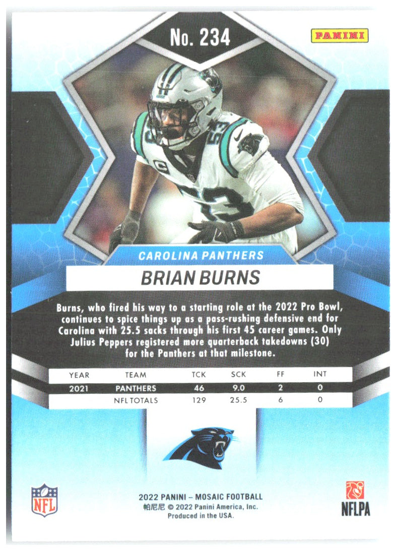 Brian Burns Panini Mosaic 234 2022 Carolina Panthers
