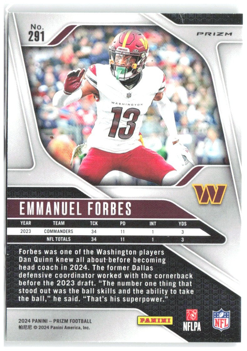 Emmanuel Forbes Panini Prizm - Green 291 2024 Washington Commanders
