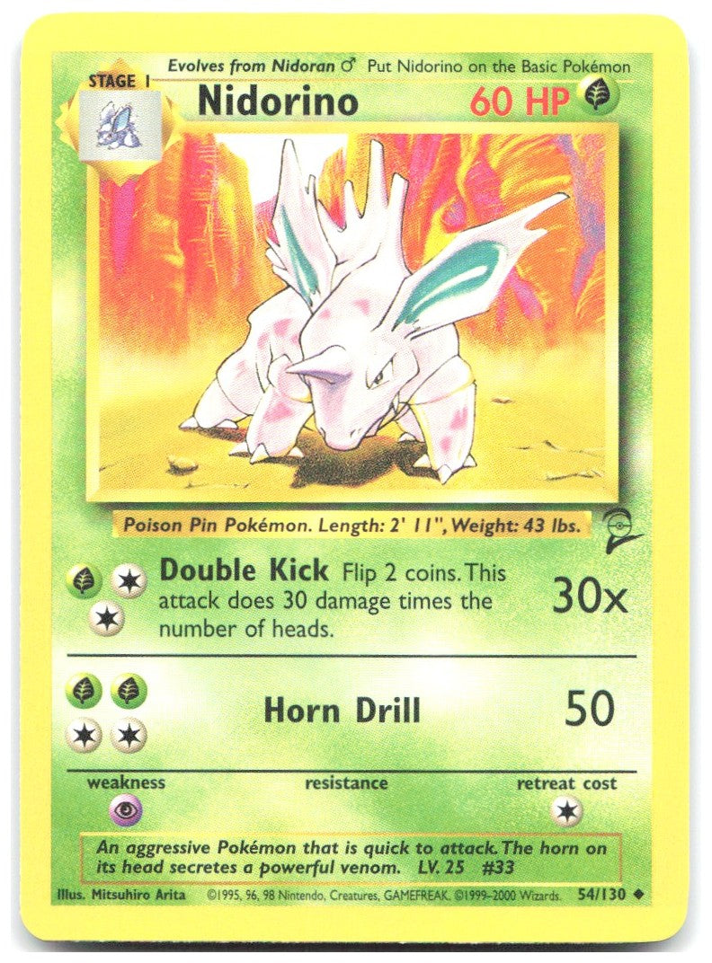 Nidorino Uncommon Base Set 2 054/130 NM Mitsuhiro Arita