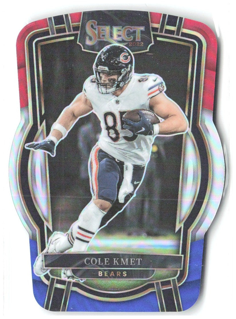 Cole Kmet Panini Select - Red and Blue Prizm Die Cut 285 2022 Chicago Bears