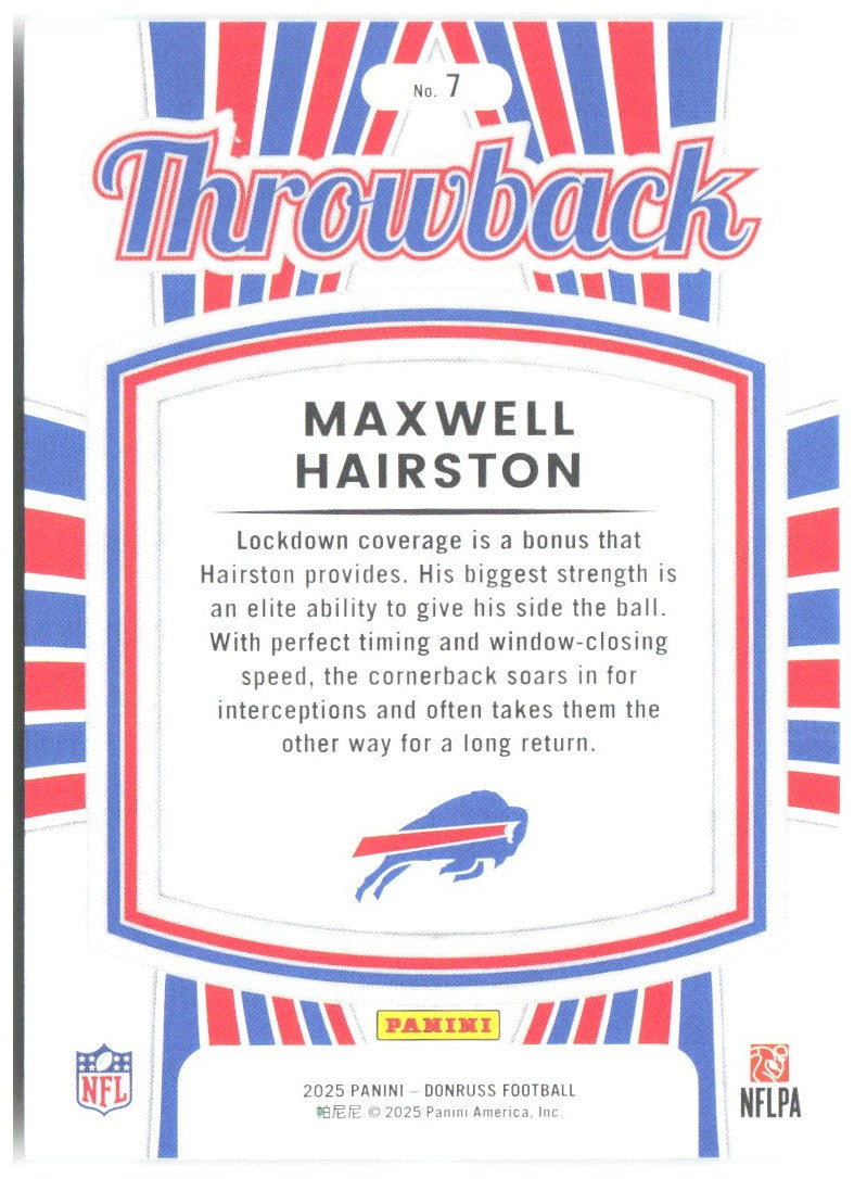 Maxwell Hairston Donruss - Rated Rookies Throwback 7 2025 Buffalo Bills