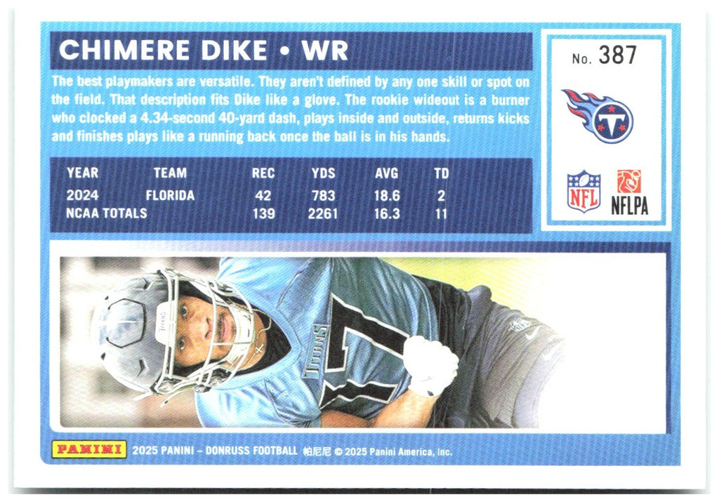 Chimere Dike Donruss - Press Proofs Green 387 2025 Tennessee Titans