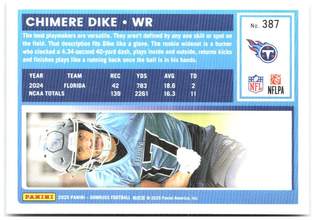 Chimere Dike Donruss - Press Proofs Green 387 2025 Tennessee Titans