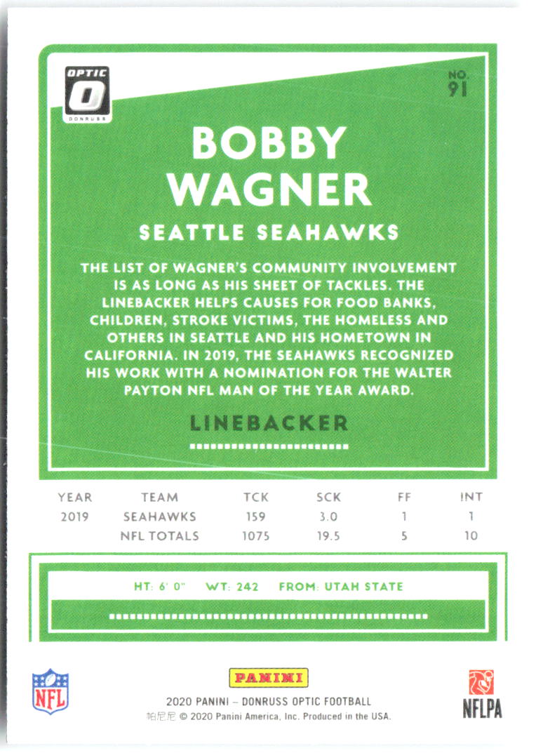 Bobby Wagner Donruss Optic 91 2020 Seattle Seahawks