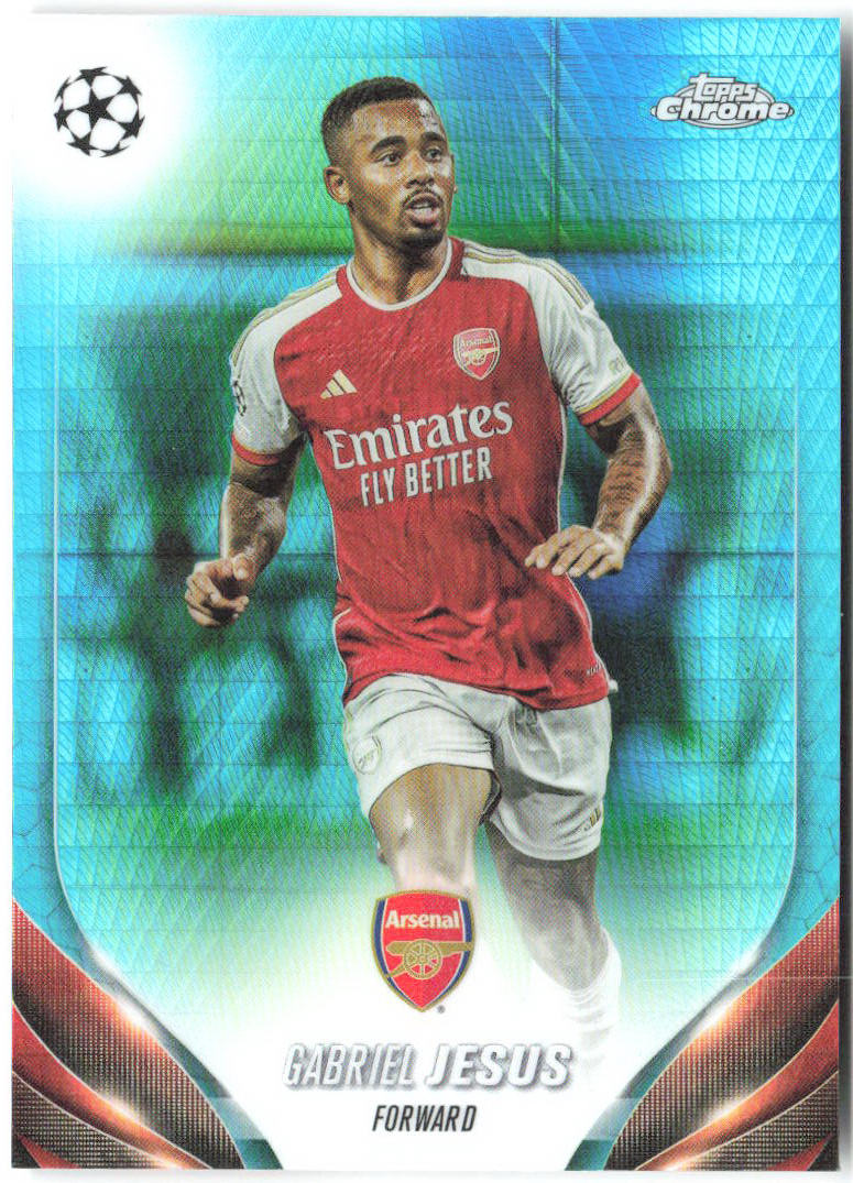 Gabriel Jesus Topps Chrome UEFA Competitions - Aqua Prism Refractor 40 2023-24
