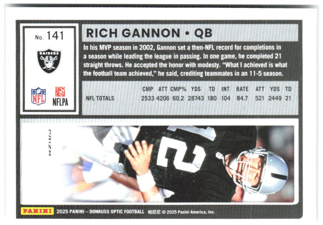 Rich Gannon Donruss Optic - Holo 141 2025 Oakland Raiders