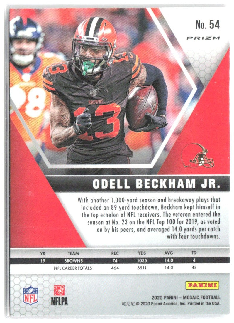 Odell Beckham Jr. Panini Mosaic - Prizm Camo Pink 54 2020 Cleveland Browns