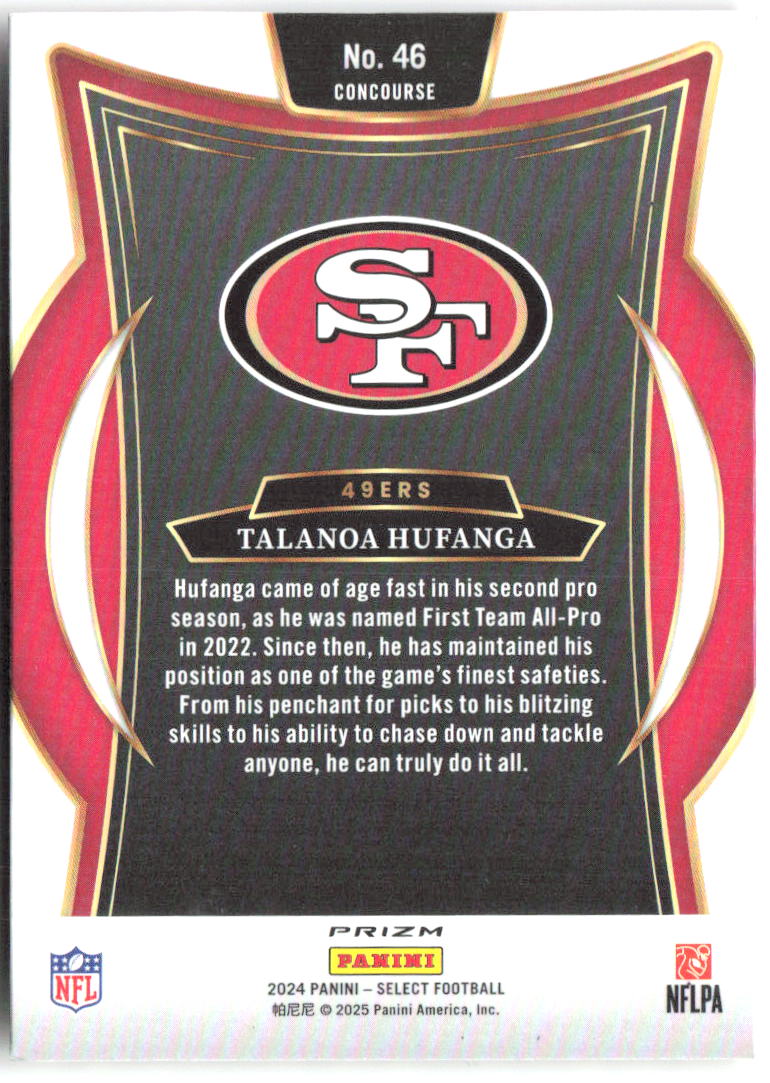 Talanoa Hufanga Select - Red & Yellow Prizm Shock 46 2024 San Francisco 49ers