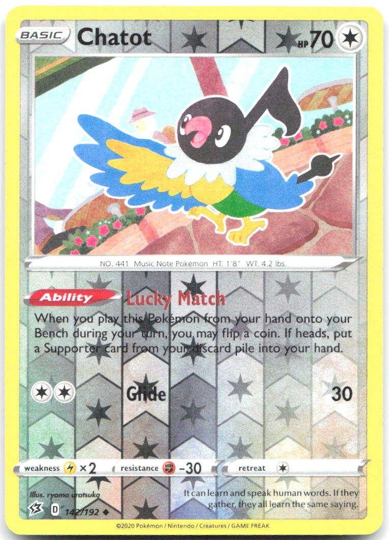 Chatot Reverse Holo Uncommon SWSH02 Rebel Clash 142/192 NM ryoma uratsuka