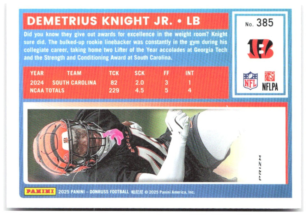 Demetrius Knight Jr. Donruss - Optic Rated Rookies Pink 385 2025 Bengals