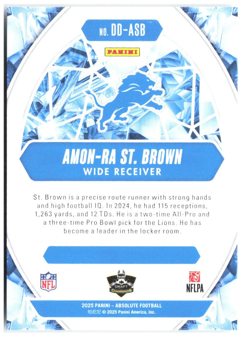 Amon-Ra St. Brown Panini Absolute - Draft Diamonds DD-ASB 2025 Detroit Lions
