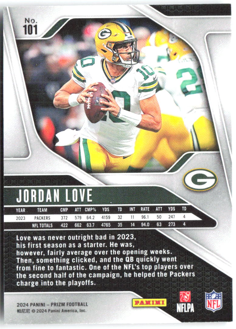 Jordan Love Panini Prizm 101 2024 Green Bay Packers