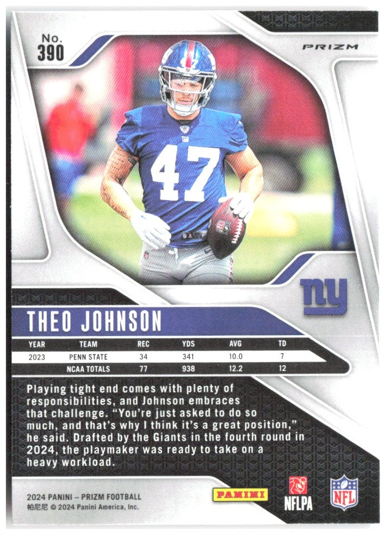 Theo Johnson Panini Prizm - Disco 390 2024 New York Giants