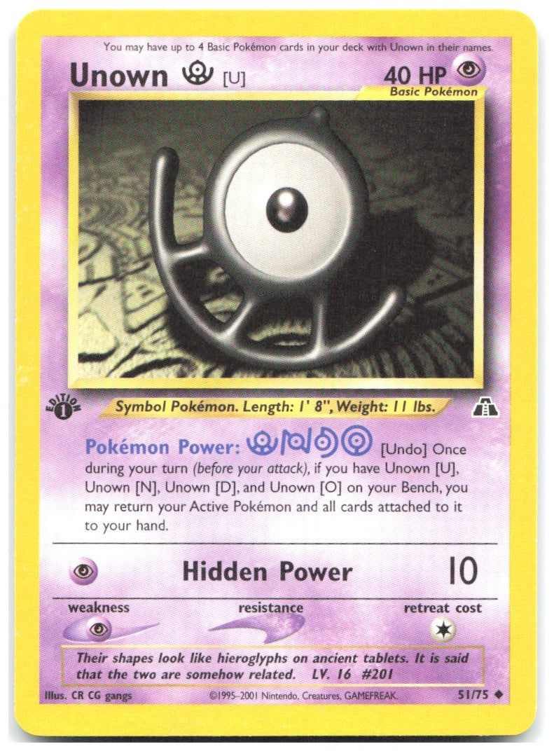 Unown [U] 1st Edition Uncommon Neo Discovery 51/75 NM CR CG gangs