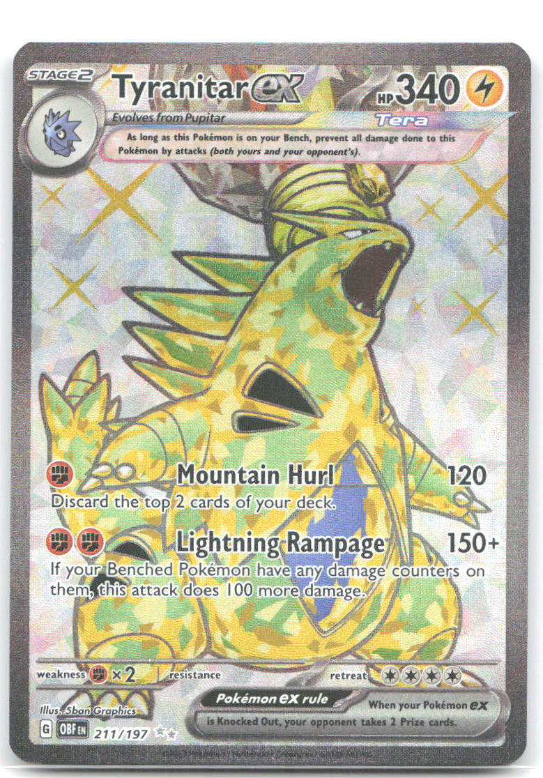 Tyranitar ex Holo Ultra Rare SV03: Obsidian Flames 211/197 NM 5ban Graphics
