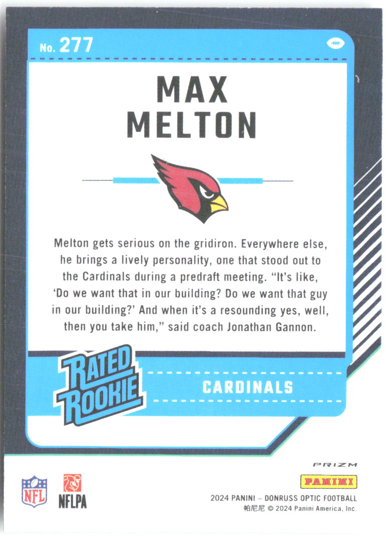 Max Melton Donruss Optic - Holo 277 2024 Arizona Cardinals