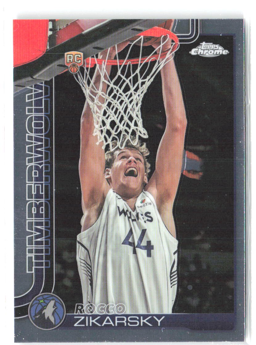 Rocco Zikarsky Topps Chrome 296 2025-26 Minnesota Timberwolves RC