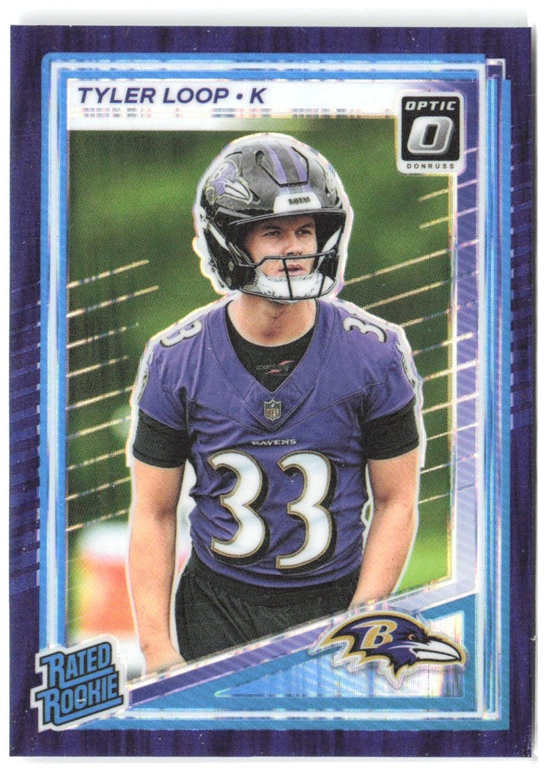 Tyler Loop Donruss Optic - Purple Shock 227 2025 Baltimore Ravens