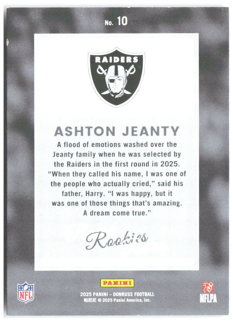 Ashton Jeanty Donruss - Rated Rookies Retro 10 2025 Las Vegas Raiders