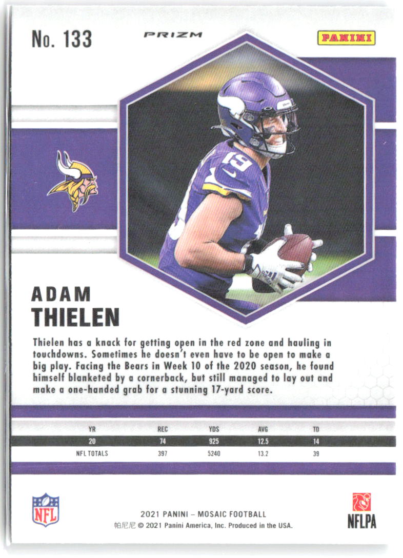 Adam Thielen Panini Mosaic - Prizm Camo Pink 133 2021 Minnesota Vikings