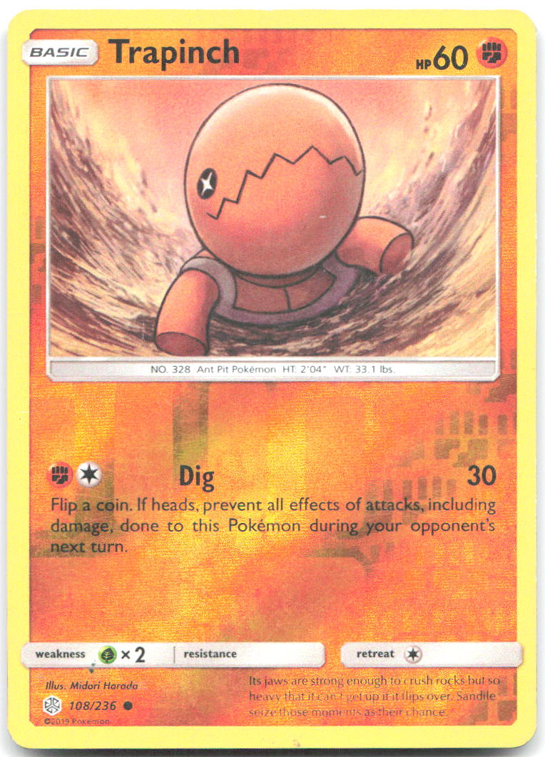 Trapinch Reverse Holo Common SM Cosmic Eclipse 108/236 NM Midori Harada