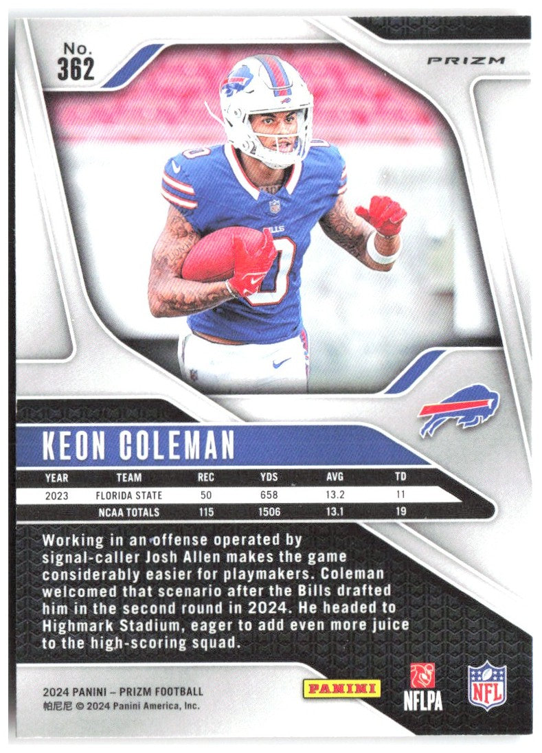 Keon Coleman Panini Prizm - Lazer 362 2024 Buffalo Bills