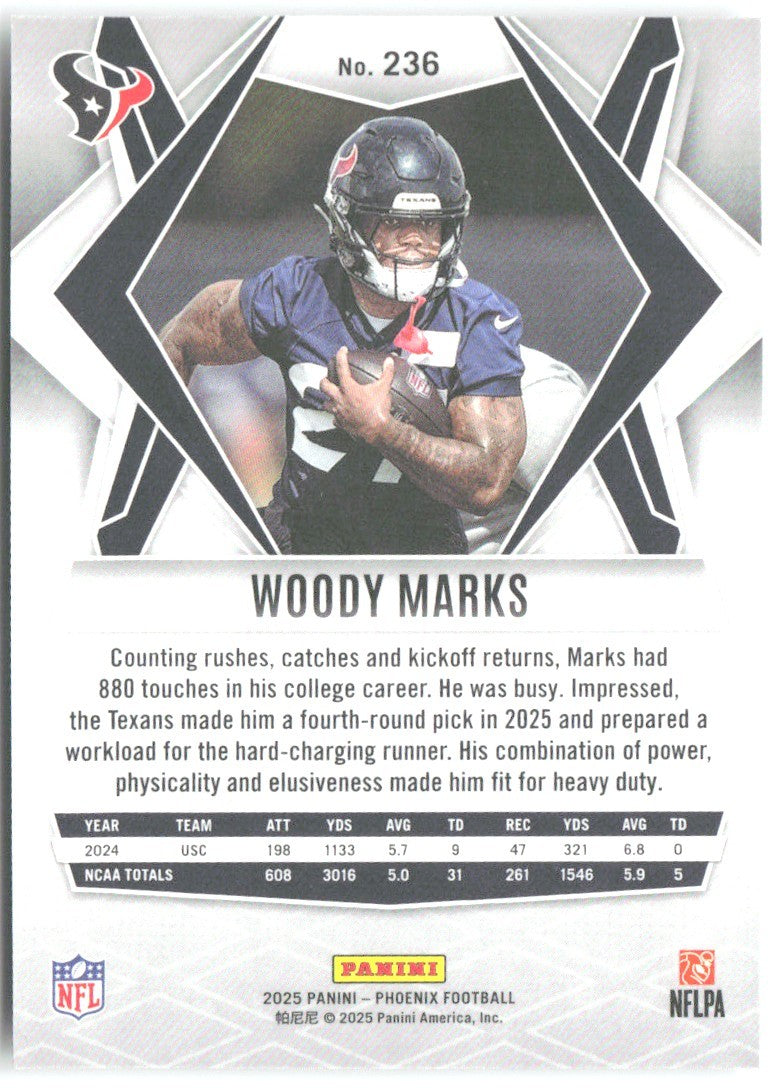 Woody Marks Panini Phoenix 236 2025 Houston Texans RC