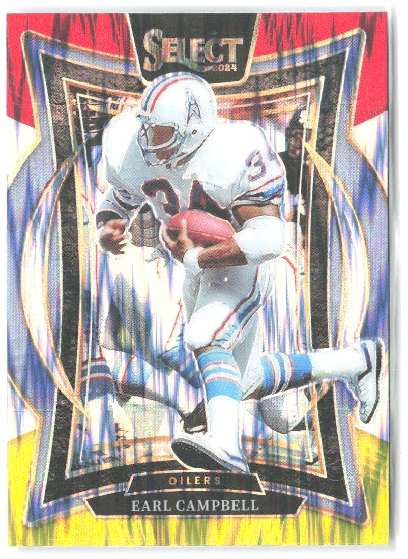 Earl Campbell Panini Select - Red & Yellow Prizm Shock 54 2024 Houston Oilers