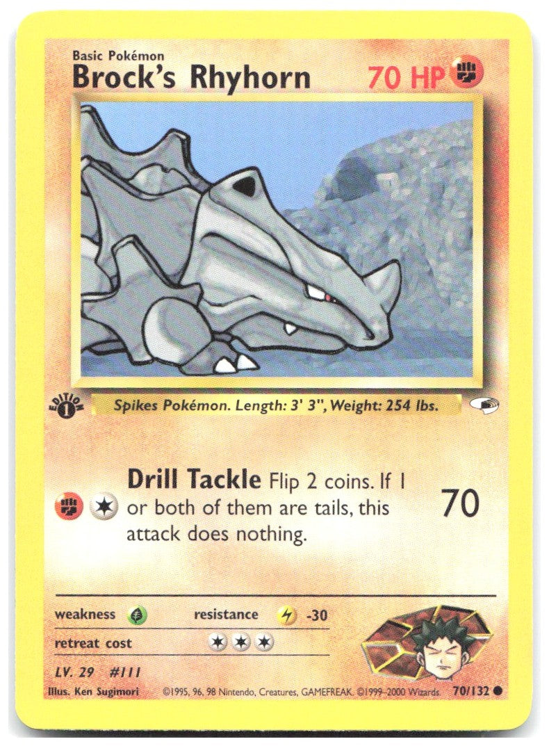 Brock's Rhyhorn 70 1st Edition Common Gym Heroes 070/132 NM Ken Sugimori