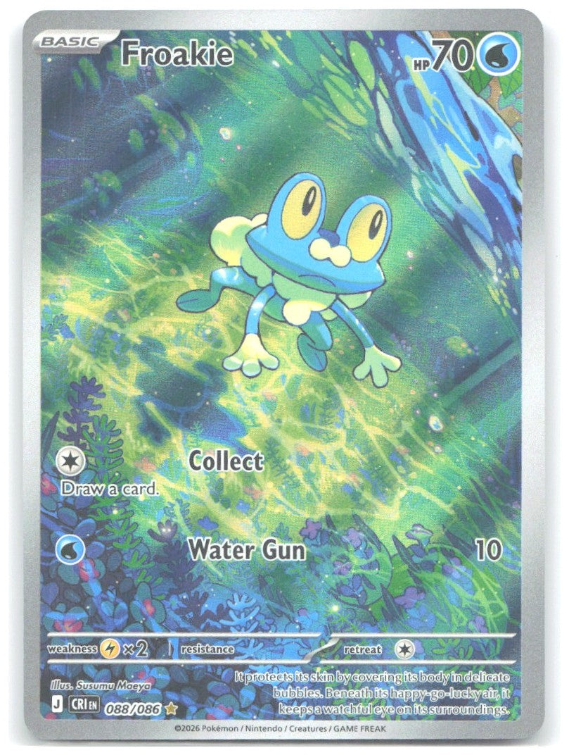 Froakie Holo Illustration Rare ME04 Chaos Rising 088/086 NM Susumu Maeya