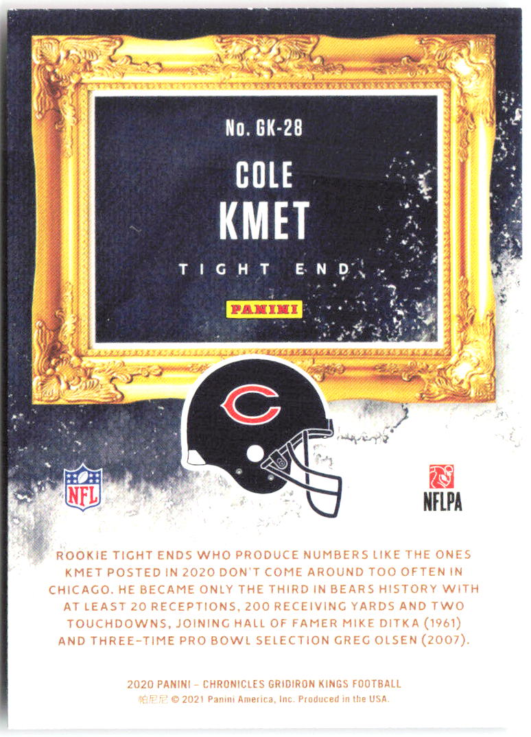 Cole Kmet Panini Chronicles - Gridiron Kings GK-28 2020 Chicago Bears