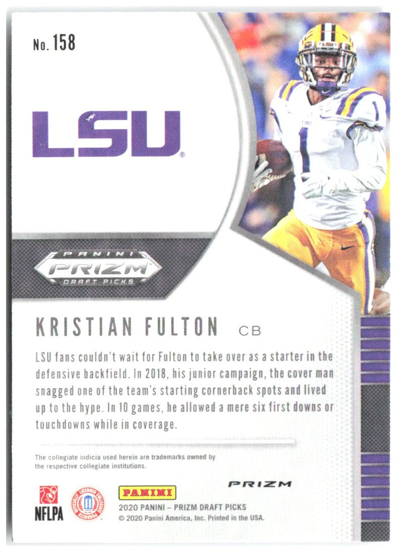 Kristian Fulton Panini Prizm Draft Picks - Prizms Silver 158 2020 LSU Tigers