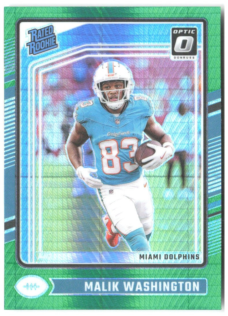 Malik Washington Donruss Optic - Green Hyper 272 2024 Miami Dolphins