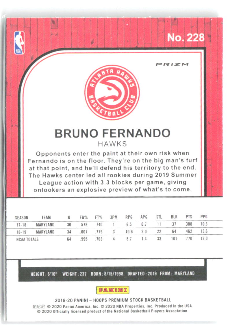 Bruno Fernando Hoops Premium Stock - Prizms Green 228 2019-20 Atlanta Hawks