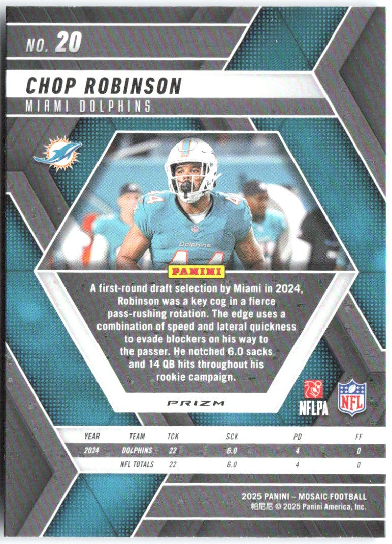 Chop Robinson Panini Mosaic - Mosaic Reactive Blue 20 2025 Miami Dolphins