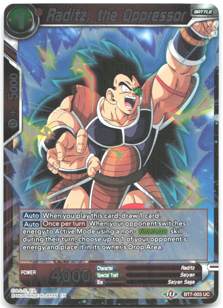 Raditz the Oppressor Foil Uncommon Assault of the Saiyans BT7 003 NM