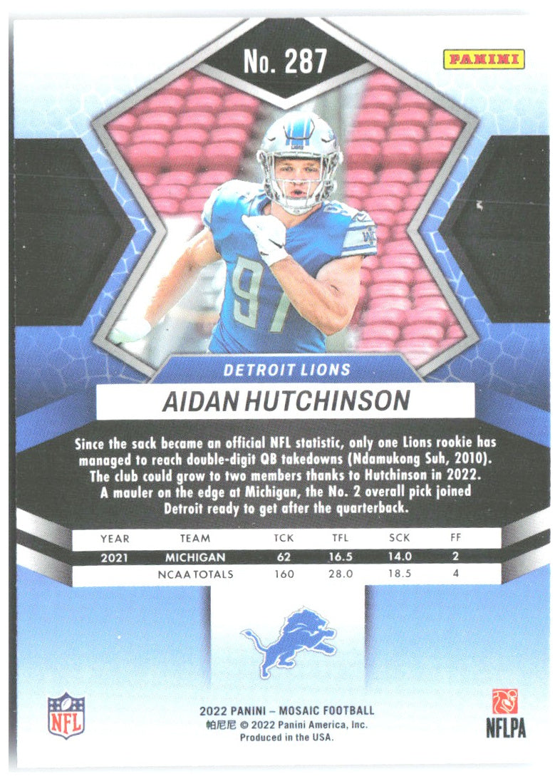 Aidan Hutchinson Panini Mosaic 287 2022 Detroit Lions