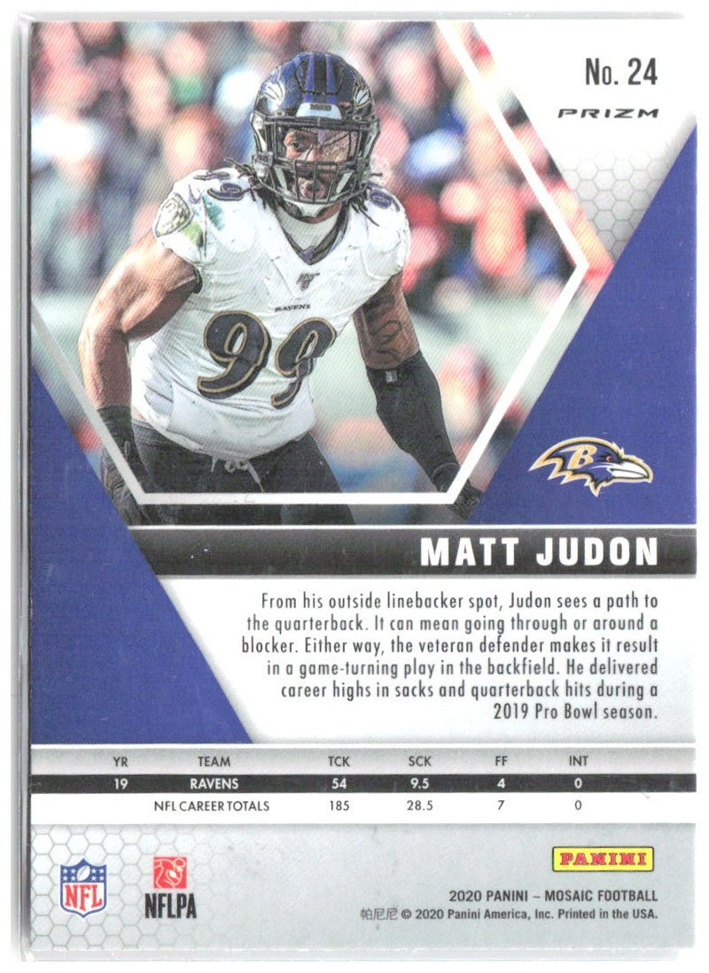 Matt Judon Panini Mosaic - Prizm Camo Pink 24 2020 Baltimore Ravens