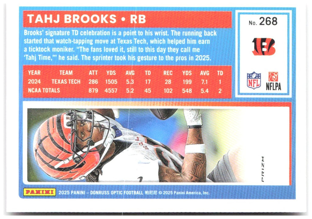 Tahj Brooks Donruss Optic - Pink 268 2025 Cincinnati Bengals