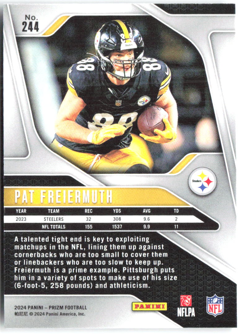 Pat Freiermuth Panini Prizm 244 2024 Pittsburgh Steelers