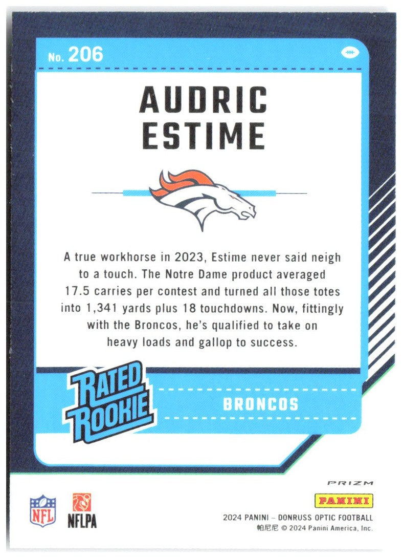 Audric Estime Donruss Optic - Purple Scope 206 2024 Denver Broncos