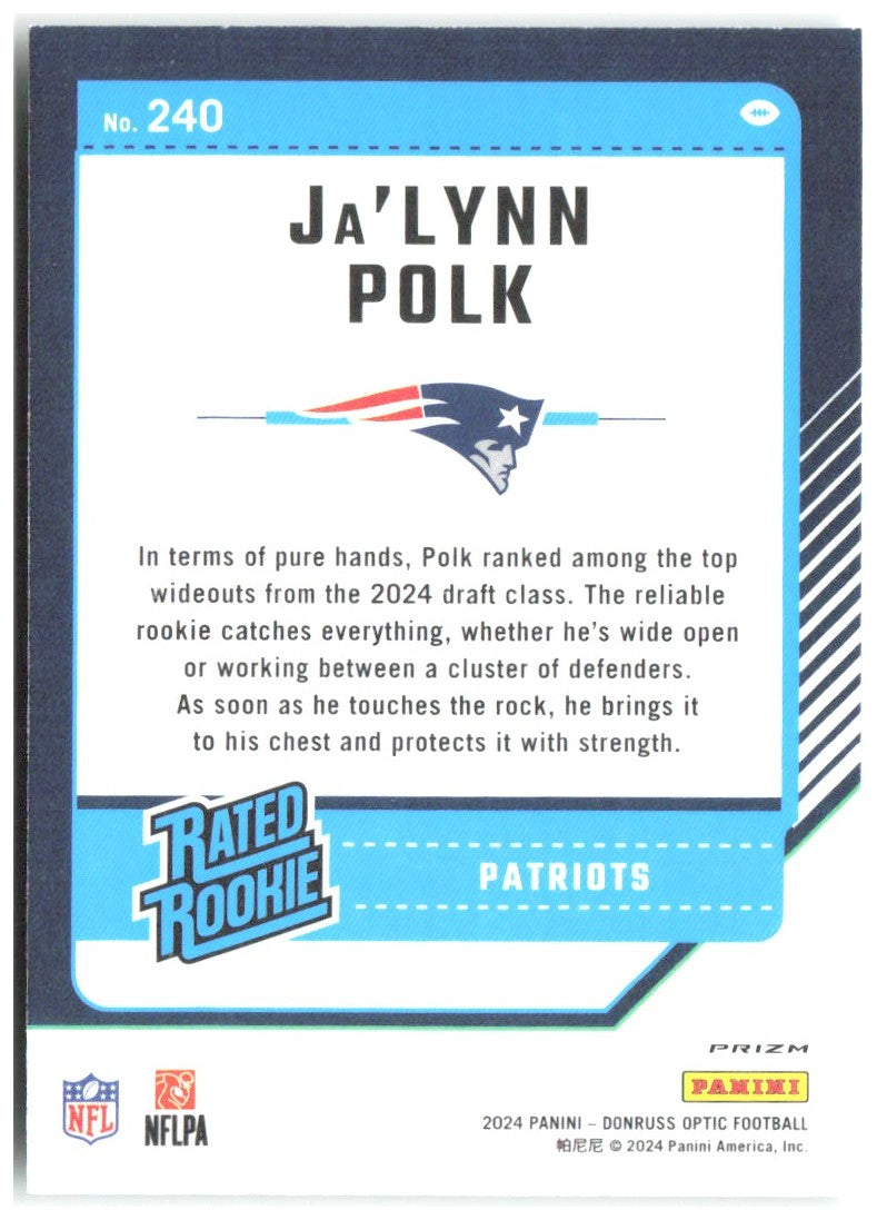 Ja'Lynn Polk Donruss Optic - Green Hyper 240 2024 New England Patriots