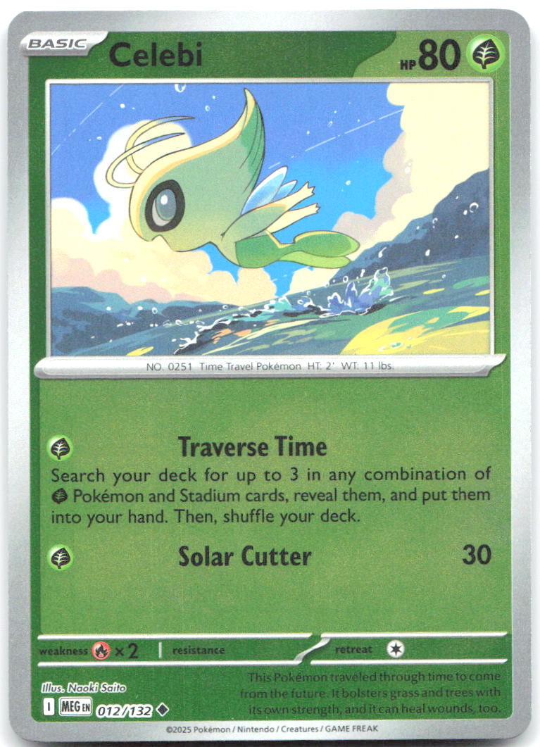 Celebi Reverse Holo Uncommon ME01: Mega Evolution 012/132 NM Naoki Saito