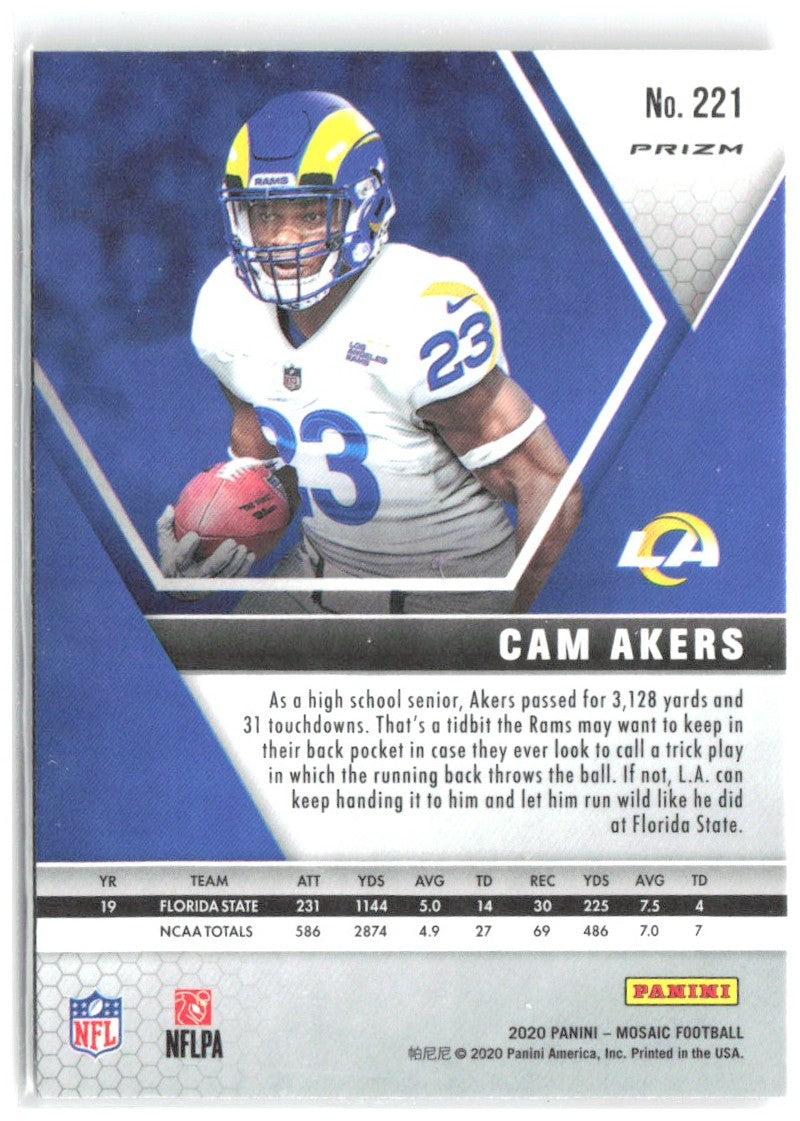 Cam Akers Panini Mosaic - Prizm Reactive Blue 221 2020 Los Angeles Rams