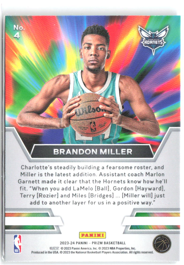 Brandon Miller Panini Prizm - Instant Impact 4 2023-24 Charlotte Hornets