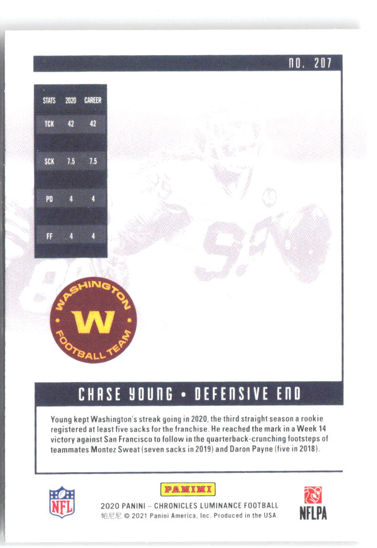 Chase Young Panini Chronicles - Luminance Update Rookies 207 2020
