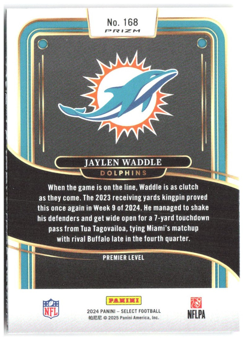 Jaylen Waddle Panini Select - Red & Yellow Prizm Shock 168 2024 Miami Dolphins