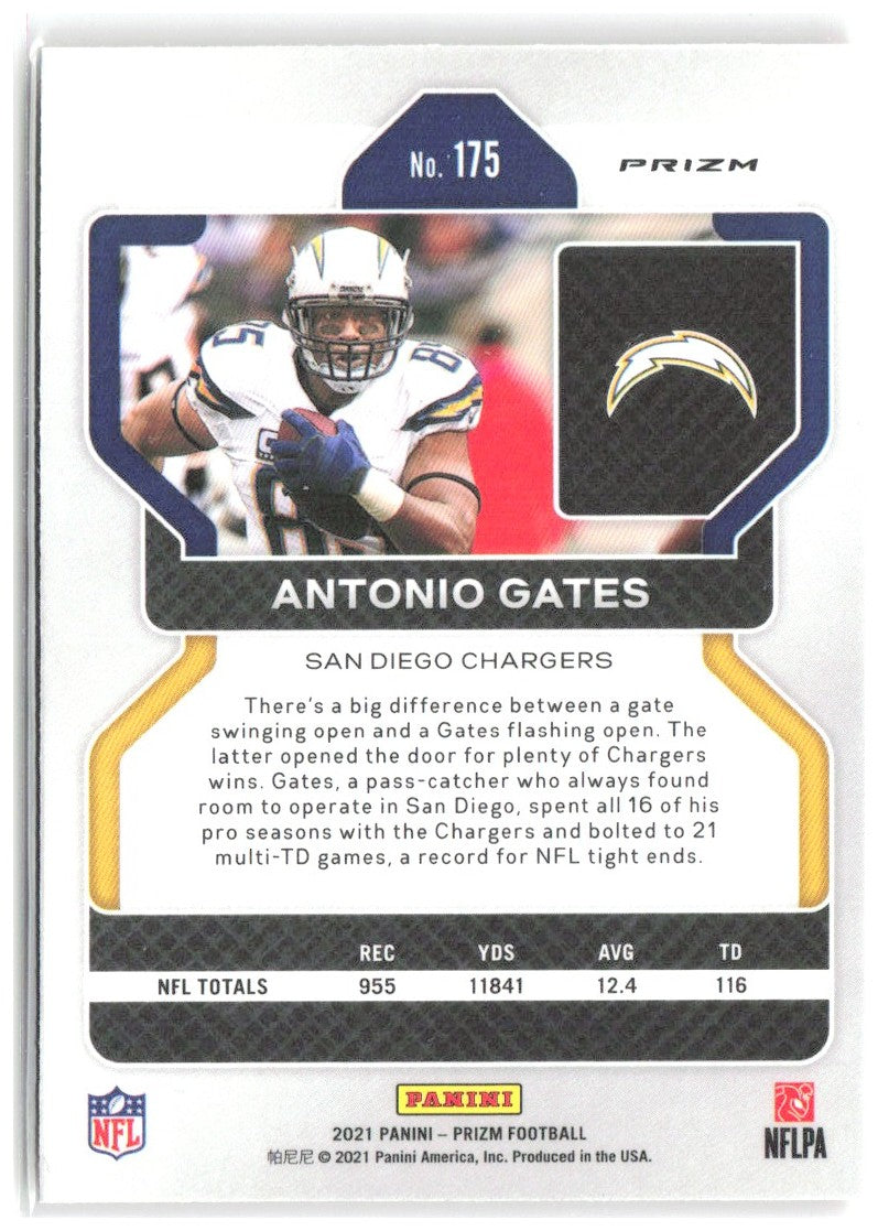 Antonio Gates Panini Prizm - Lazer 175 2021 San Diego Chargers